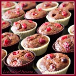 Double chocolate and cranberry muffins