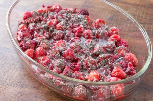 strawberries, raspberries, coconut oil and chia seeds