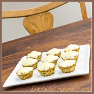 banana spinach muffins as cupcakes with lemon topping