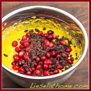 colorful ingredients for pumpkin cranberry cake