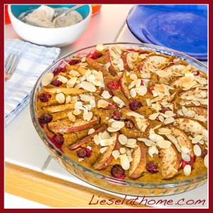 pumpkin, sweet potato and apple cake with cranberries