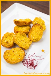 saffron cookies on a white plate - with saffron