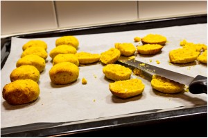 saffron cookies cut in half