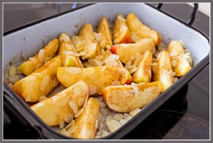 apple wedges before baking them