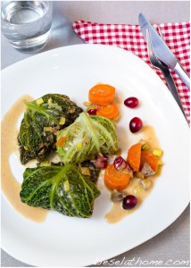 Plate with filled savoy cabbage