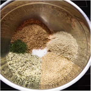 ground grains with salt and dill