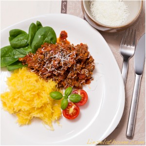 Meat sauce and spaghetti squash for dinner