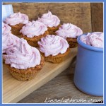 cupcakes of sweet potato muffins, with a raspberry topping