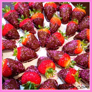 Fresh strawberries dipped in melted chocolate