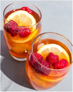 ice tea with frozen raspberries