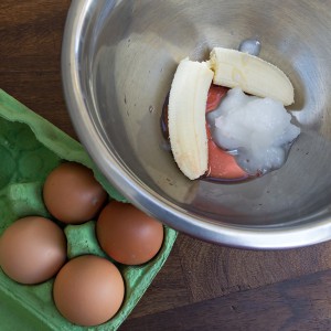 banana,coconut oil, vinegar and eggs