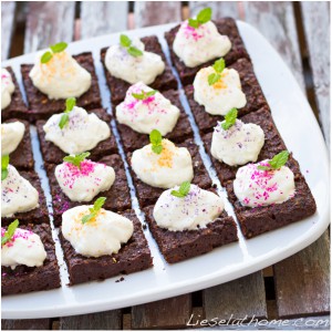 sweet grain free chocolate cake with whipped cream