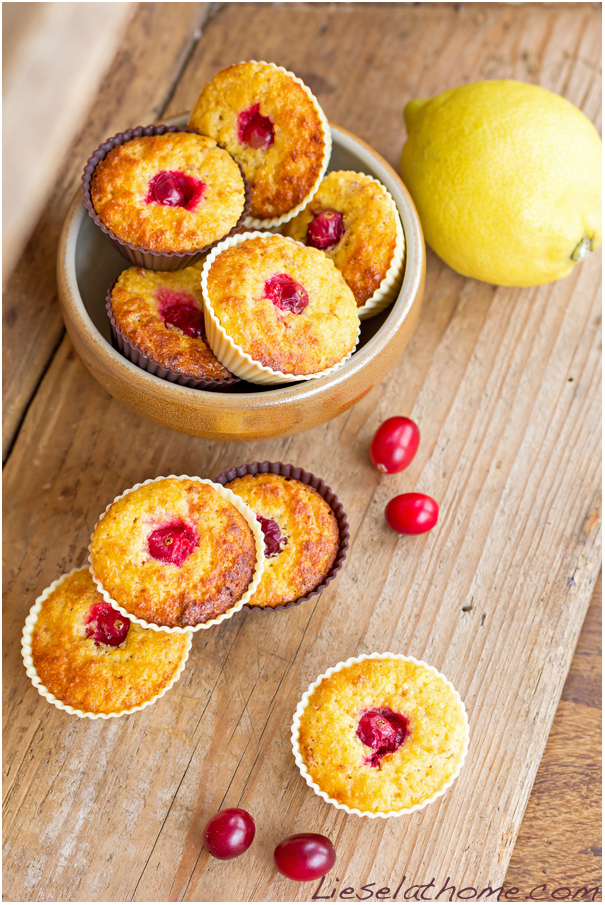 grain free lemon cranberry muffins