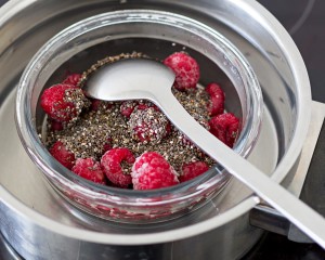 frozen berries, orange juice and chia seeds