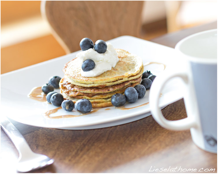 Stack of pancakes, with blueberries